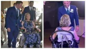 Celine Dion în scaun cu rotile la nunta fiului său